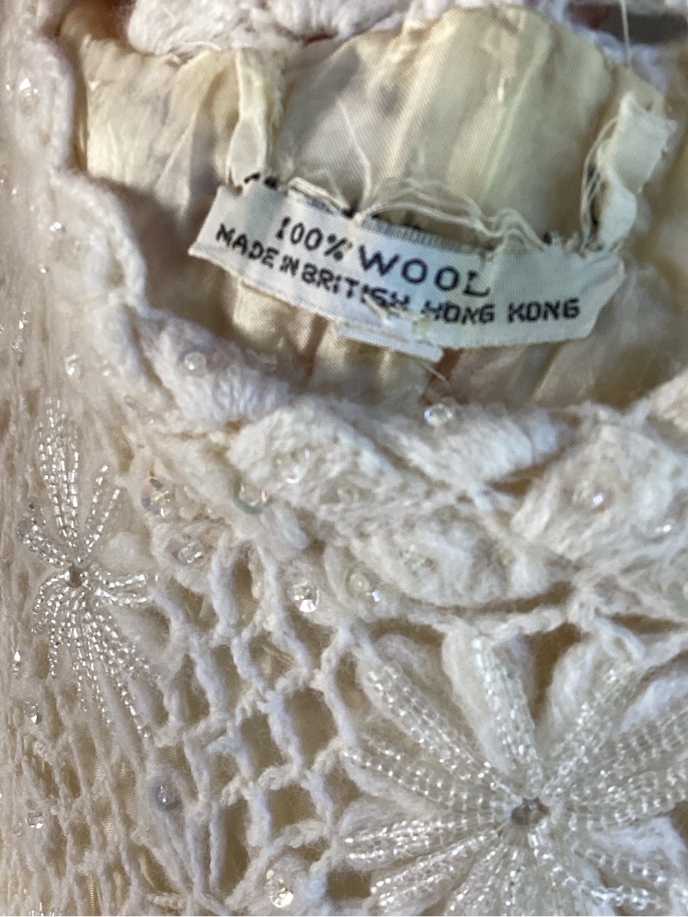 Crochet Floral Vest Top - Cream Sleeveless Knit made in British 100% wool - Picture 3 of 7